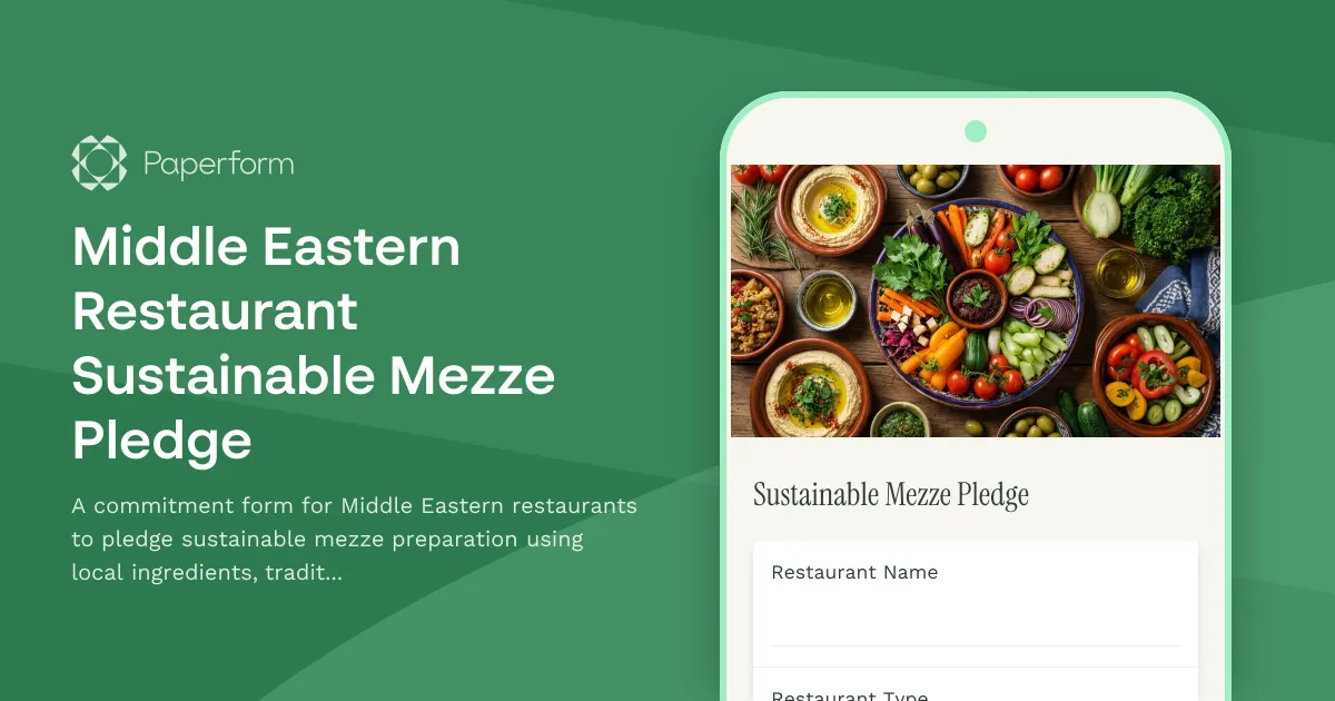 Middle Eastern Restaurant Sustainable Mezze Pledge