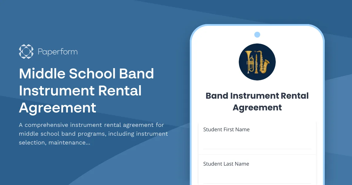 Middle School Band Instrument Rental Agreement