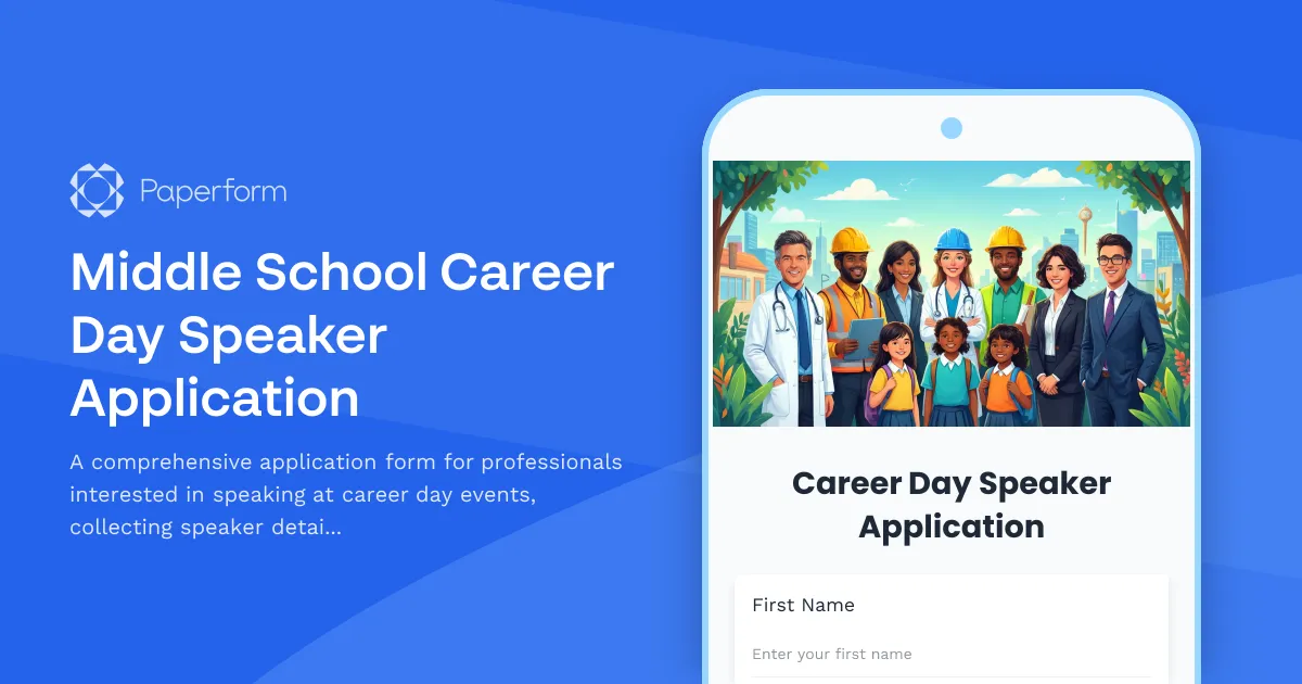 Middle School Career Day Speaker Application