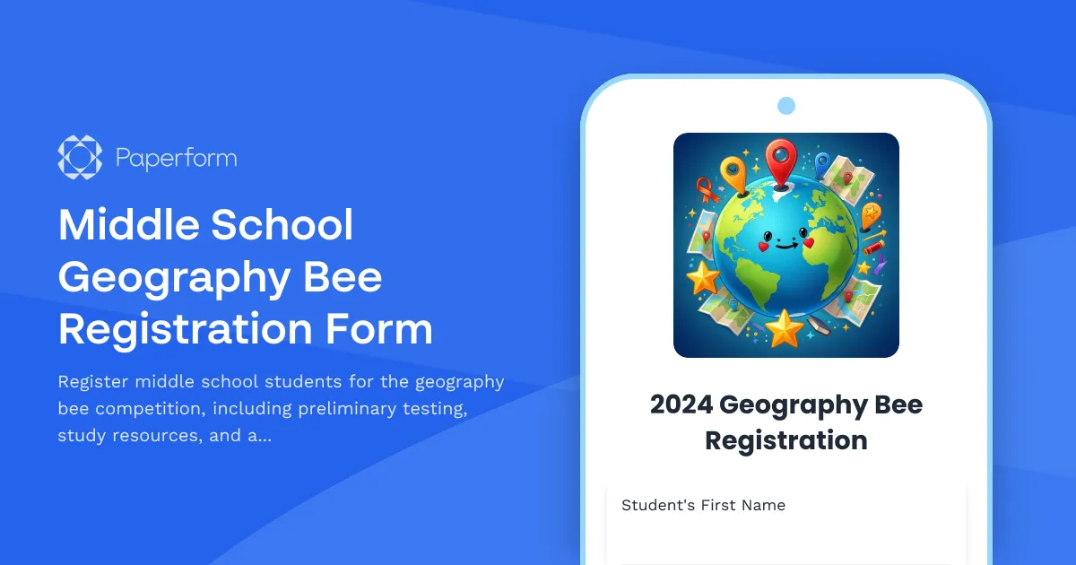 Middle School Geography Bee Registration Form