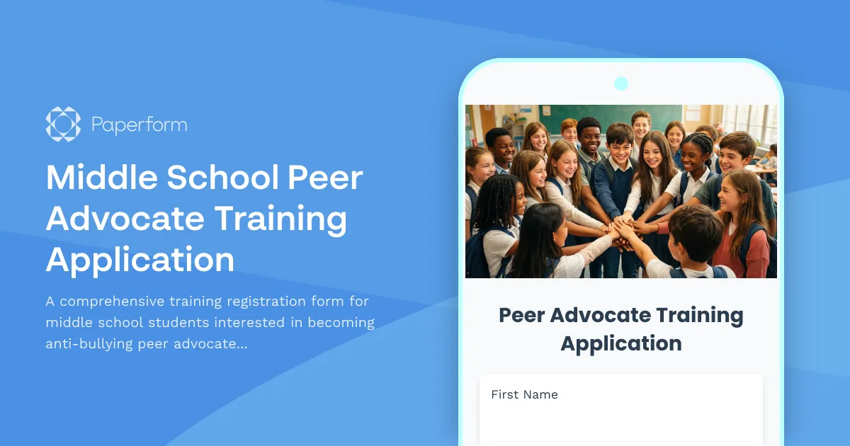 Middle School Peer Advocate Training Application