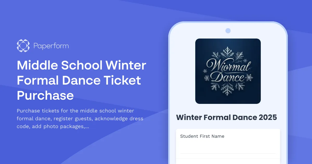 Middle School Winter Formal Dance Ticket Purchase