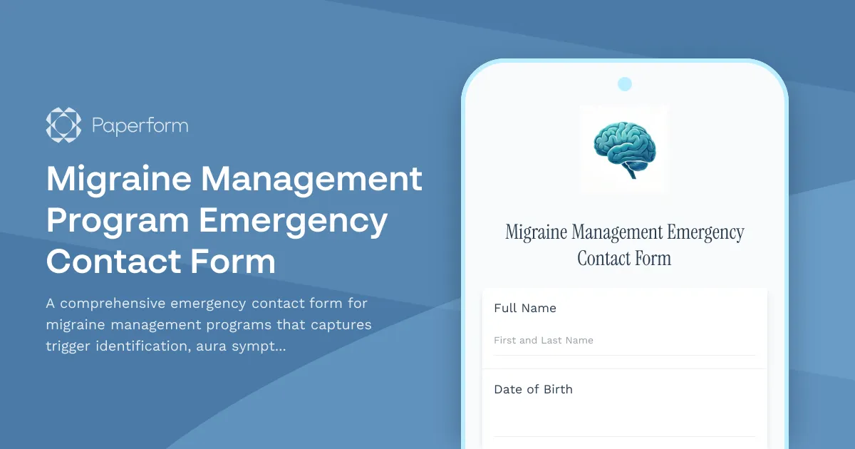 Migraine Management Program Emergency Contact Form