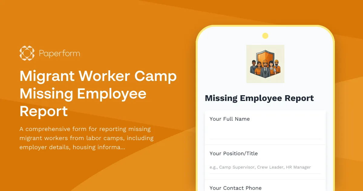 Migrant Worker Camp Missing Employee Report