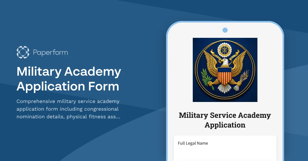 Military Academy Application Form