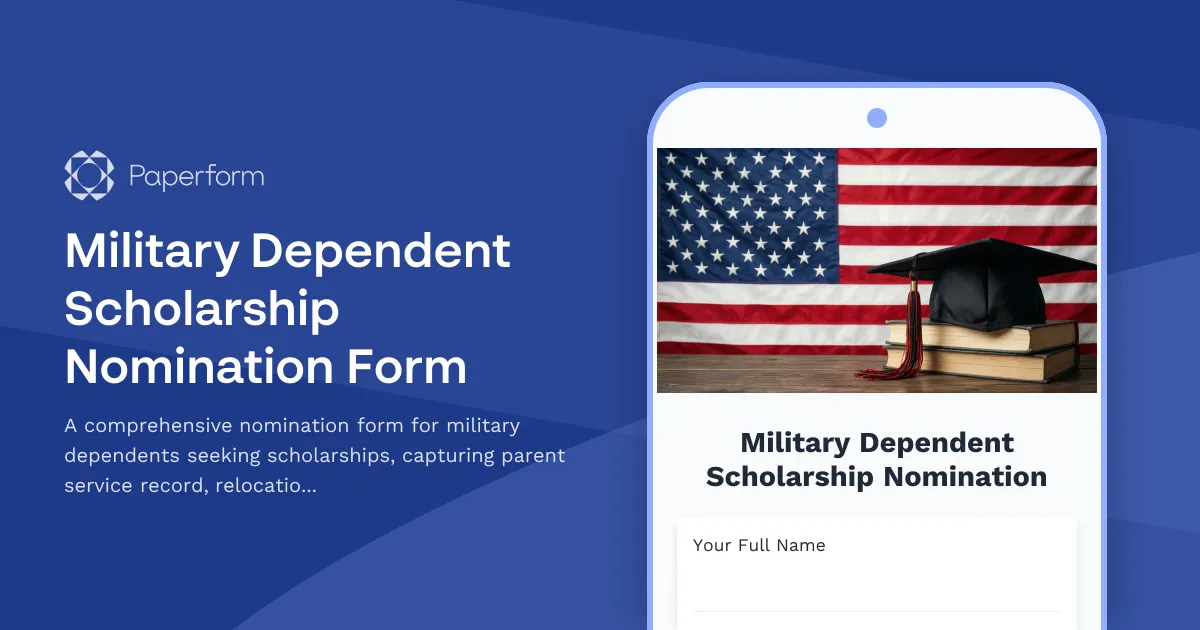 Military Dependent Scholarship Nomination Form