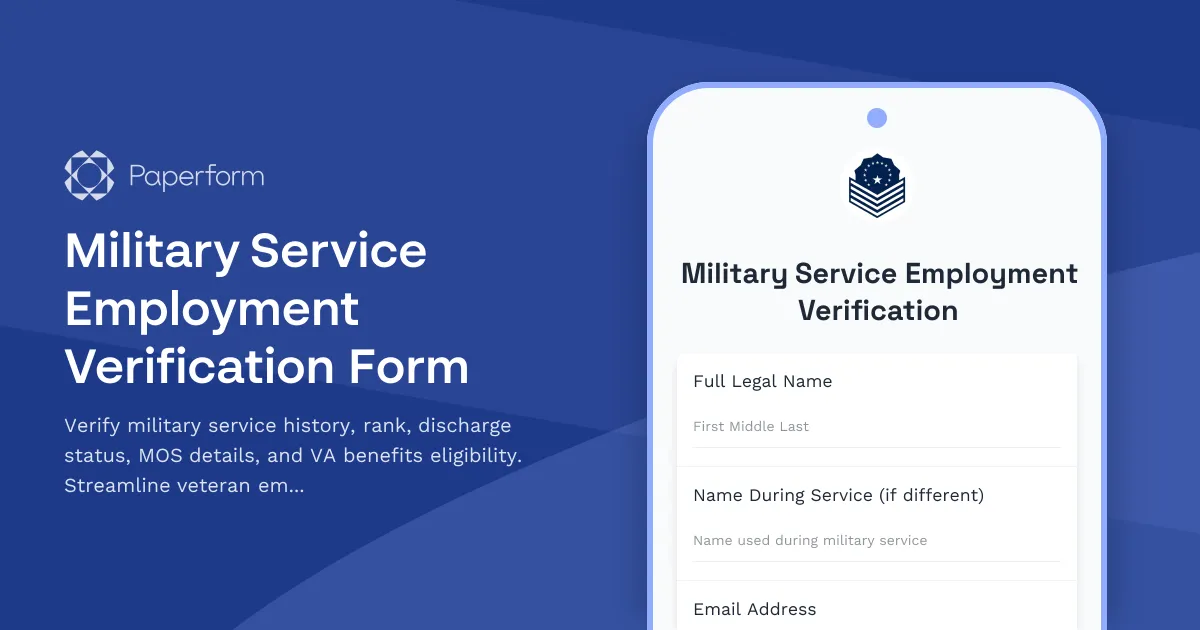 Military Service Employment Verification Form