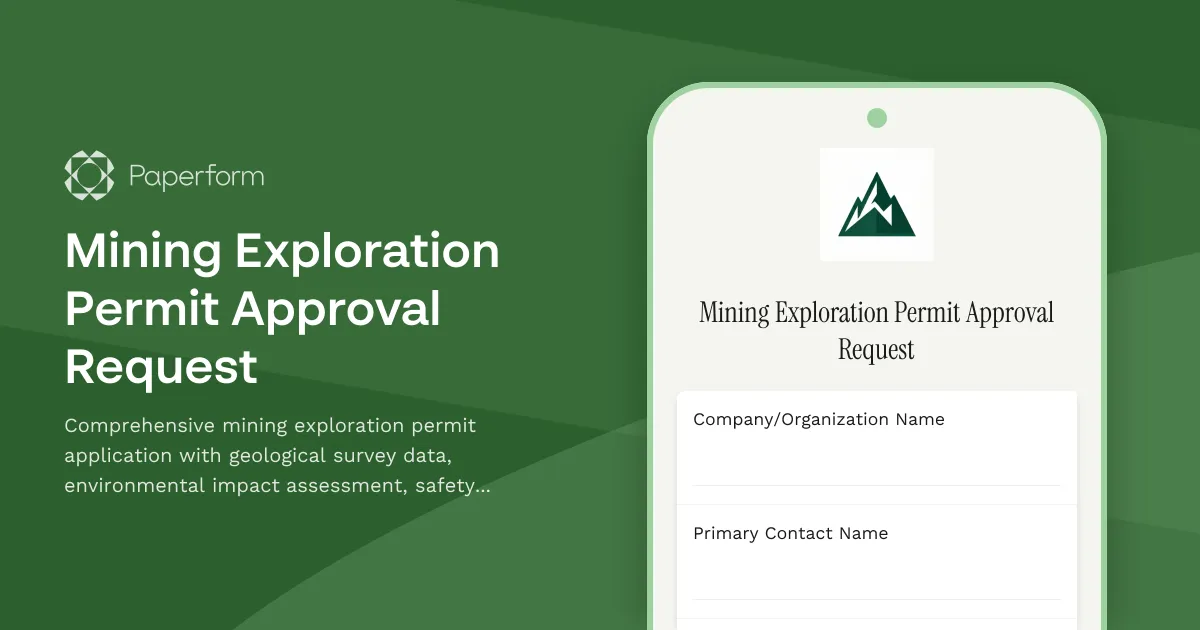 Mining Exploration Permit Approval Request