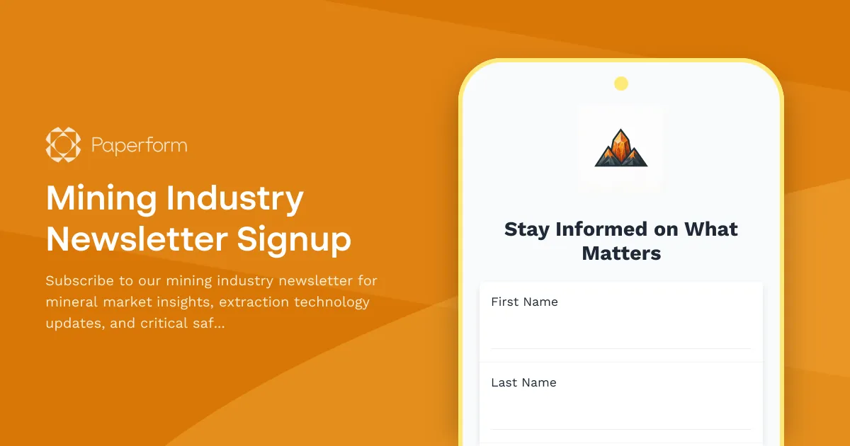 Mining Industry Newsletter Signup