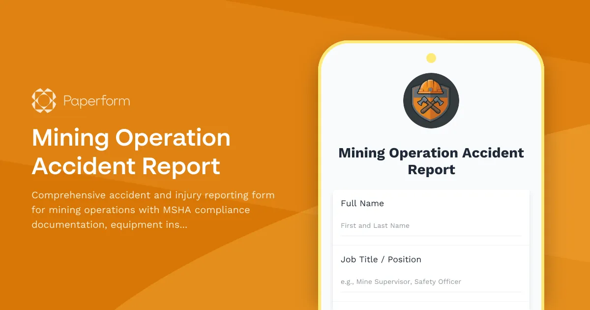 Mining Operation Accident Report