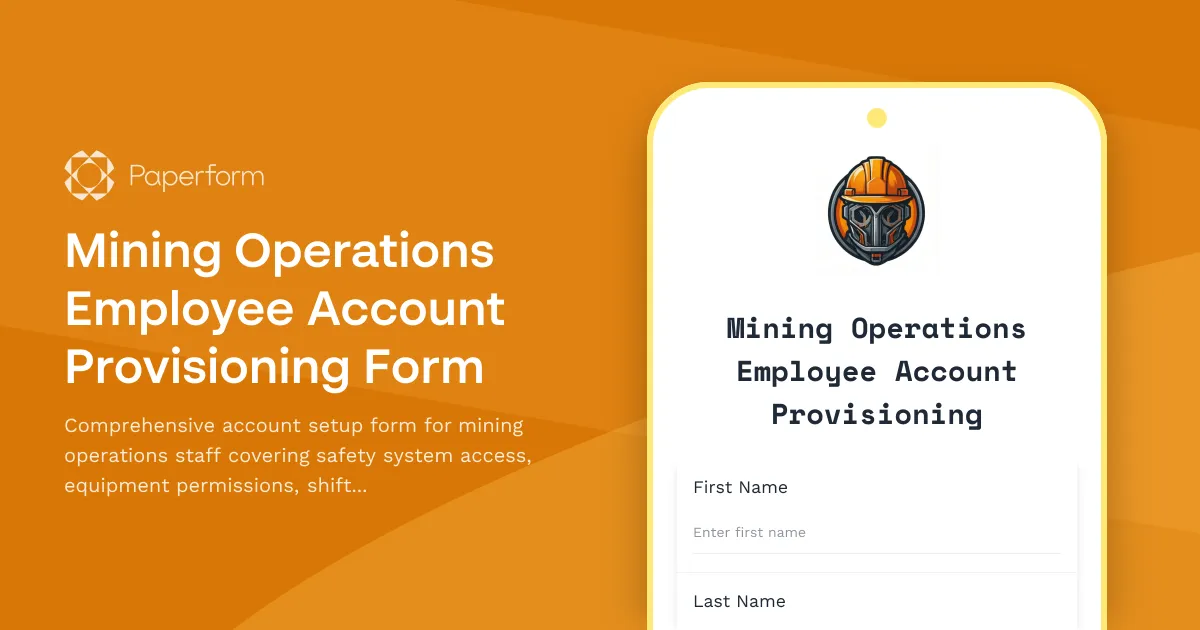 Mining Operations Employee Account Provisioning Form