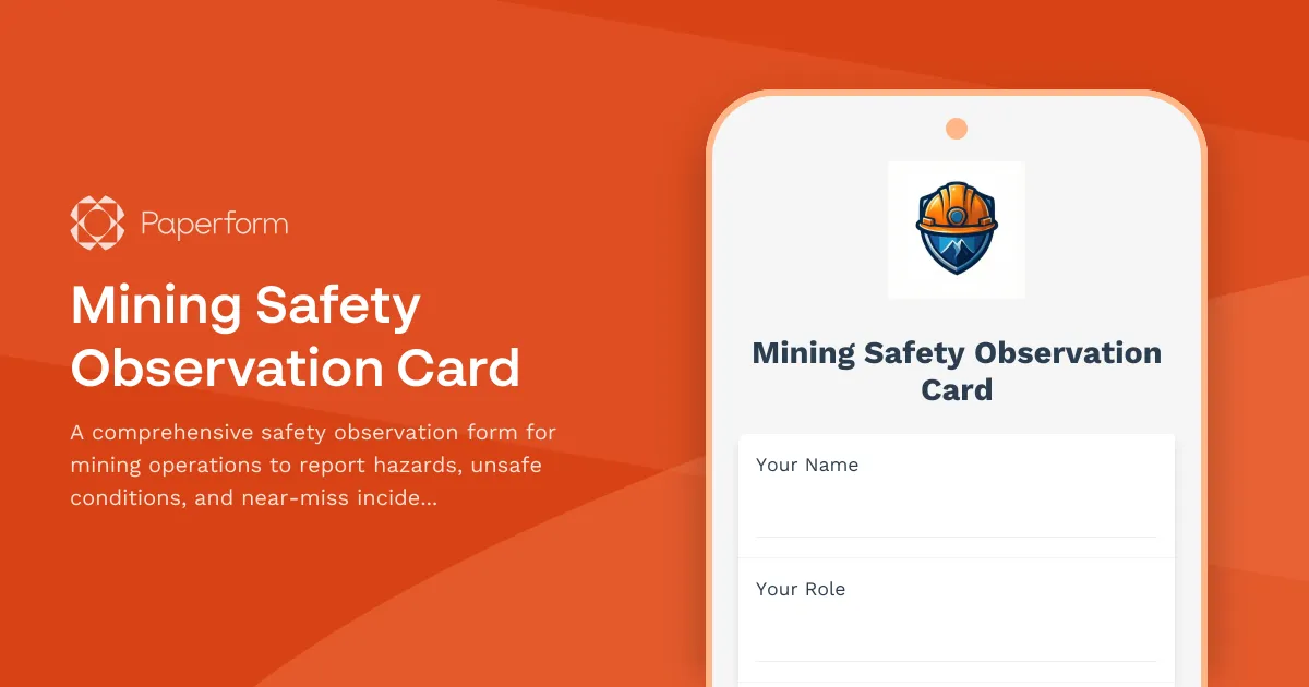 Mining Safety Observation Card