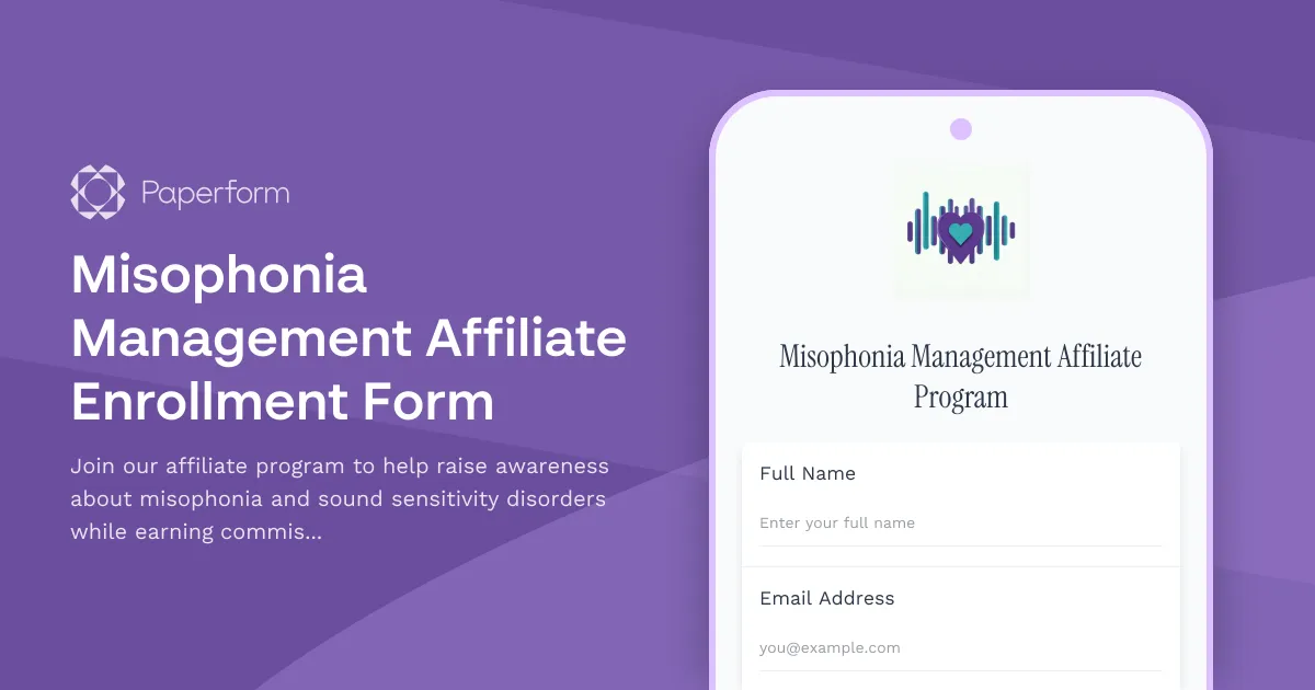 Misophonia Management Affiliate Enrollment Form