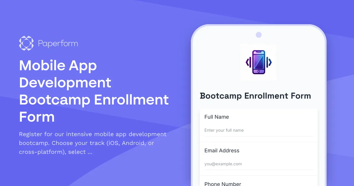 Mobile App Development Bootcamp Enrollment Form