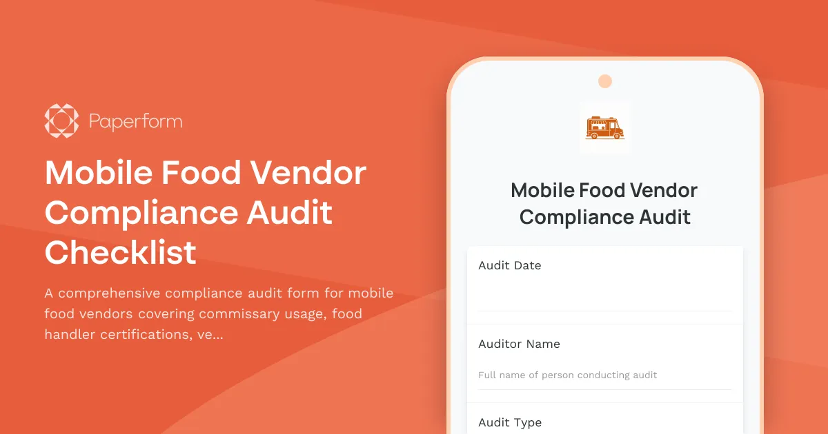 Mobile Food Vendor Compliance Audit Checklist