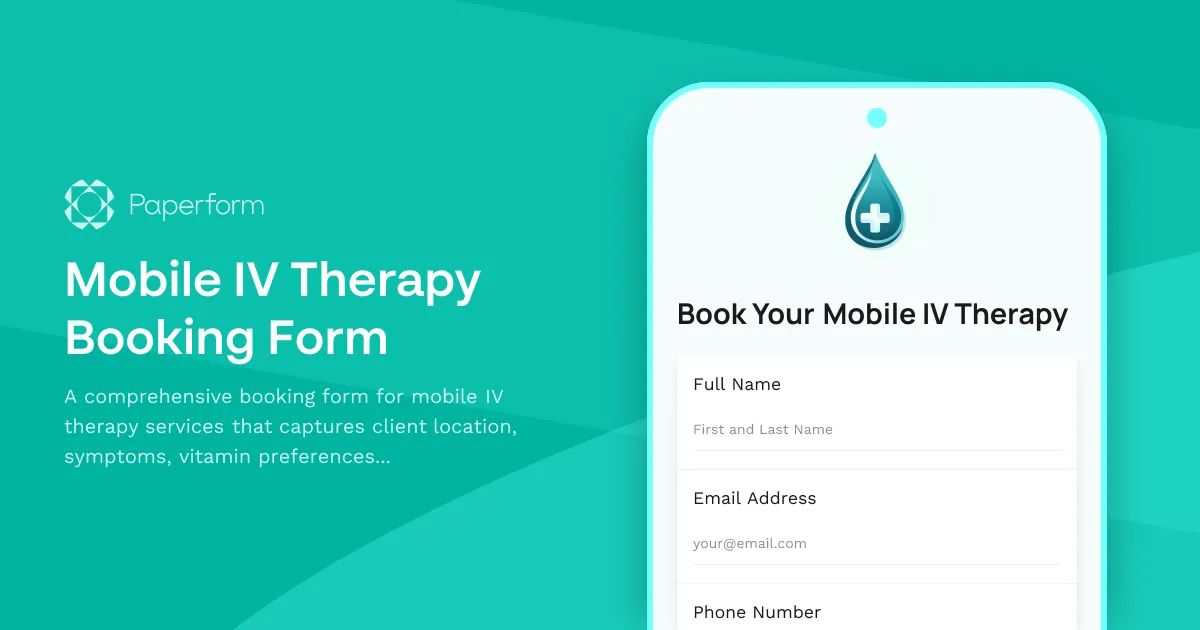 Mobile IV Therapy Booking Form