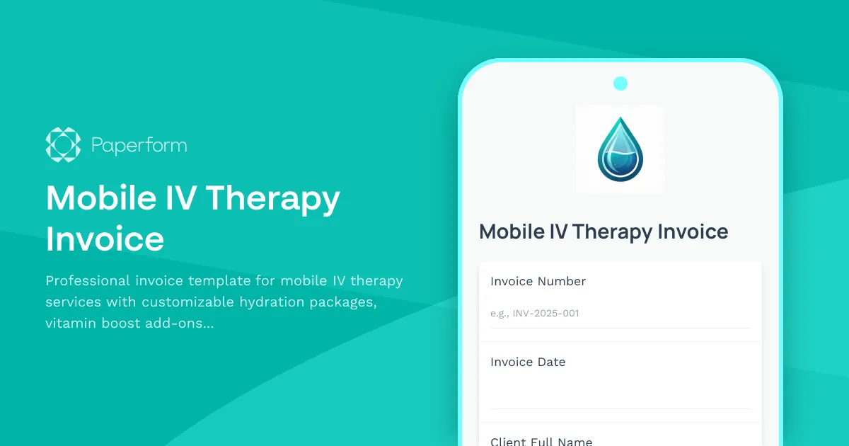 Mobile IV Therapy Invoice