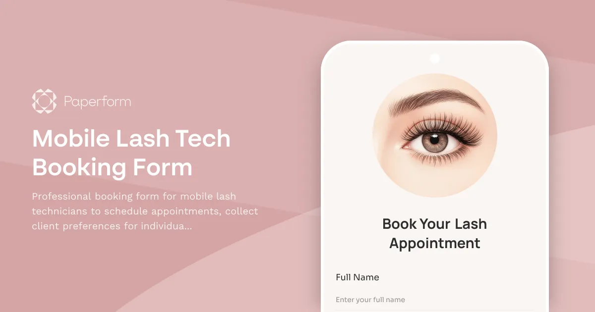 Mobile Lash Tech Booking Form