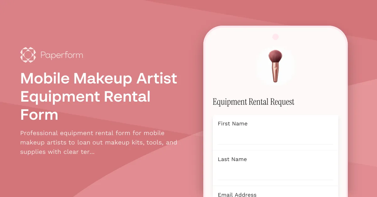 Mobile Makeup Artist Equipment Rental Form