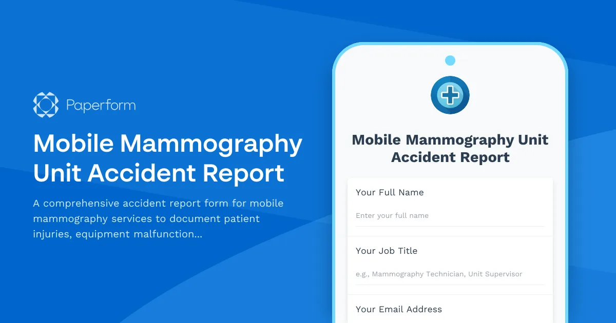 Mobile Mammography Unit Accident Report