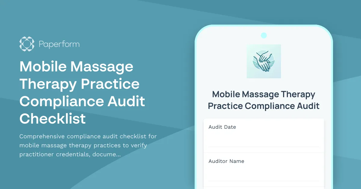 Mobile Massage Therapy Practice Compliance Audit Checklist