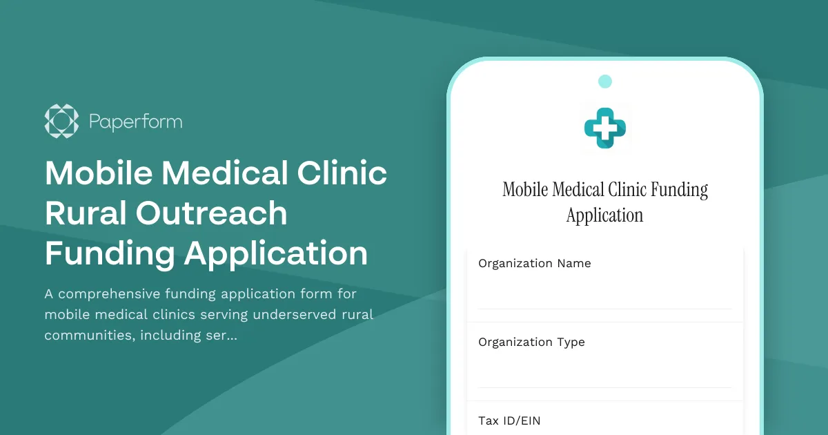 Mobile Medical Clinic Rural Outreach Funding Application