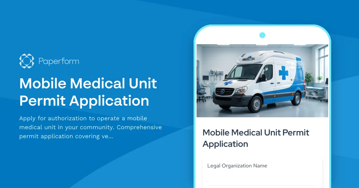Mobile Medical Unit Permit Application