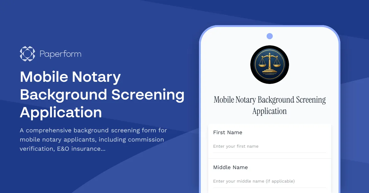 Mobile Notary Background Screening Application