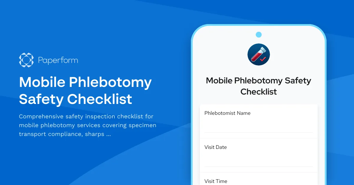 Mobile Phlebotomy Safety Checklist
