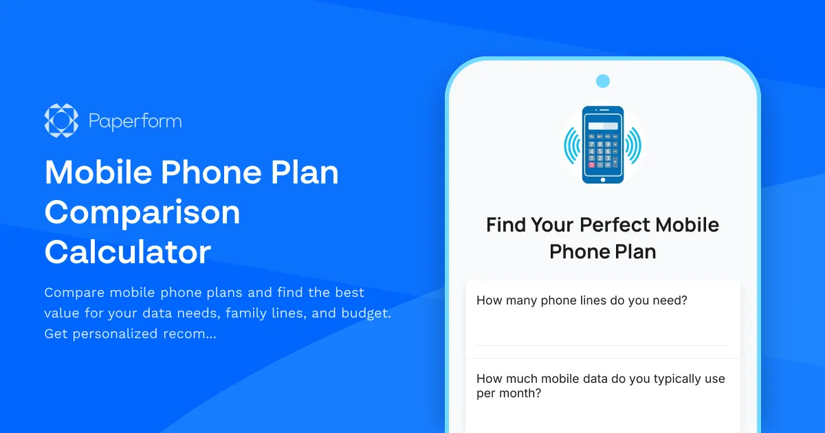 Mobile Phone Plan Comparison Calculator