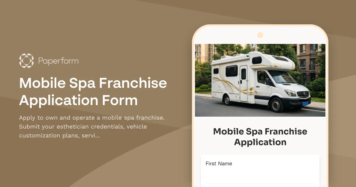 Mobile Spa Franchise Application Form