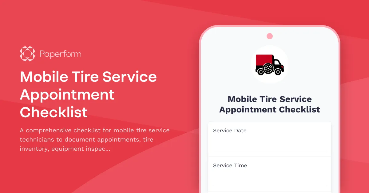 Mobile Tire Service Appointment Checklist