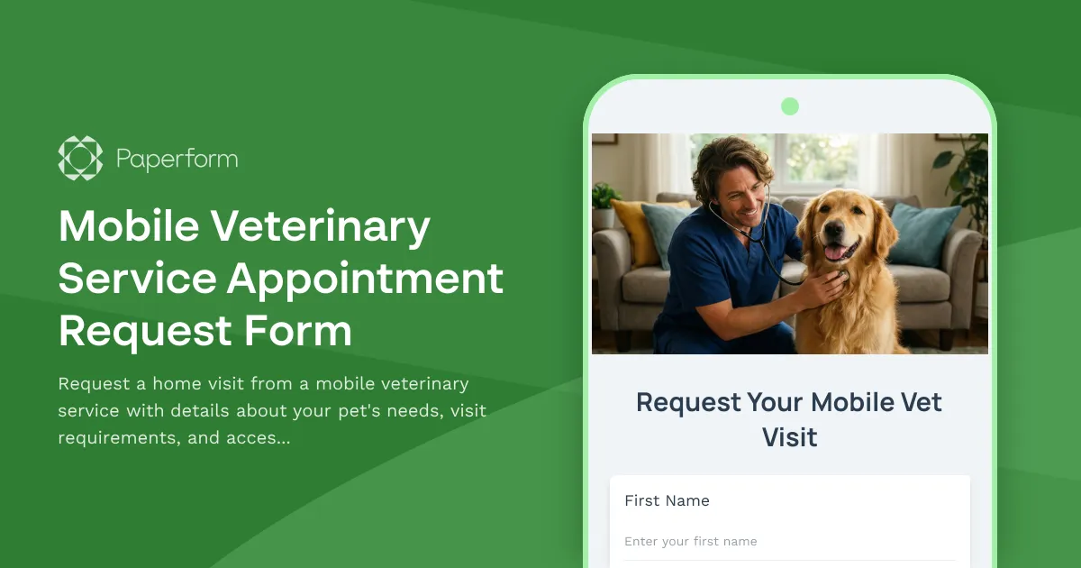 Mobile Veterinary Service Appointment Request Form