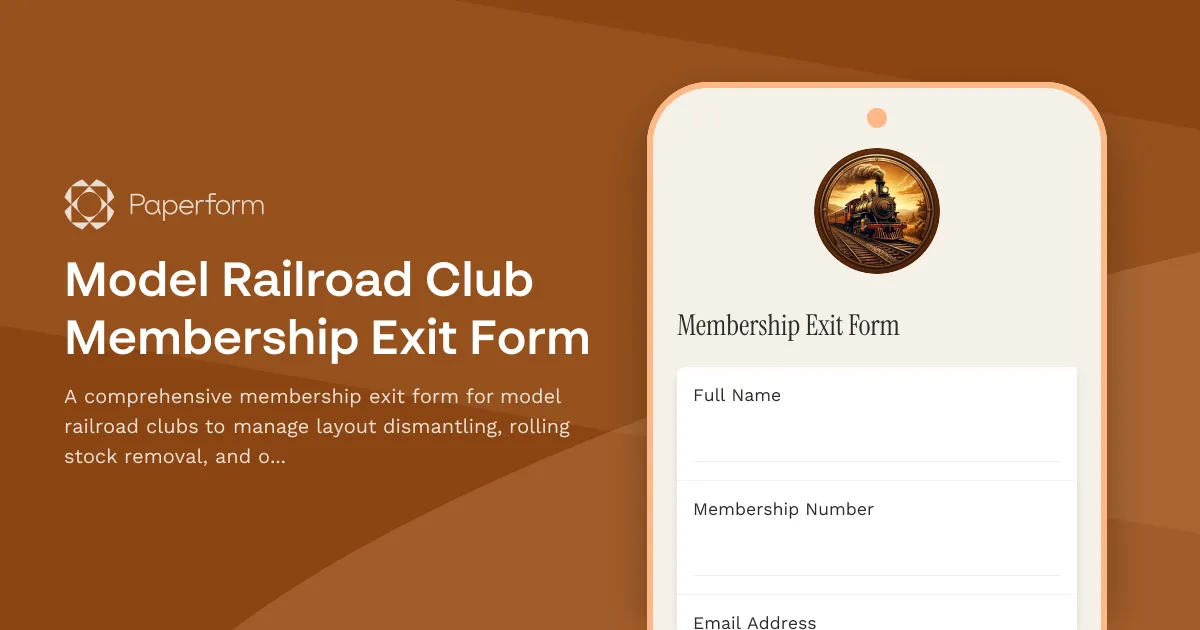Model Railroad Club Membership Exit Form