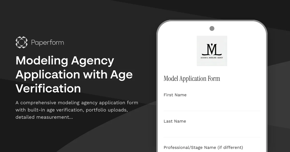 Modeling Agency Application with Age Verification