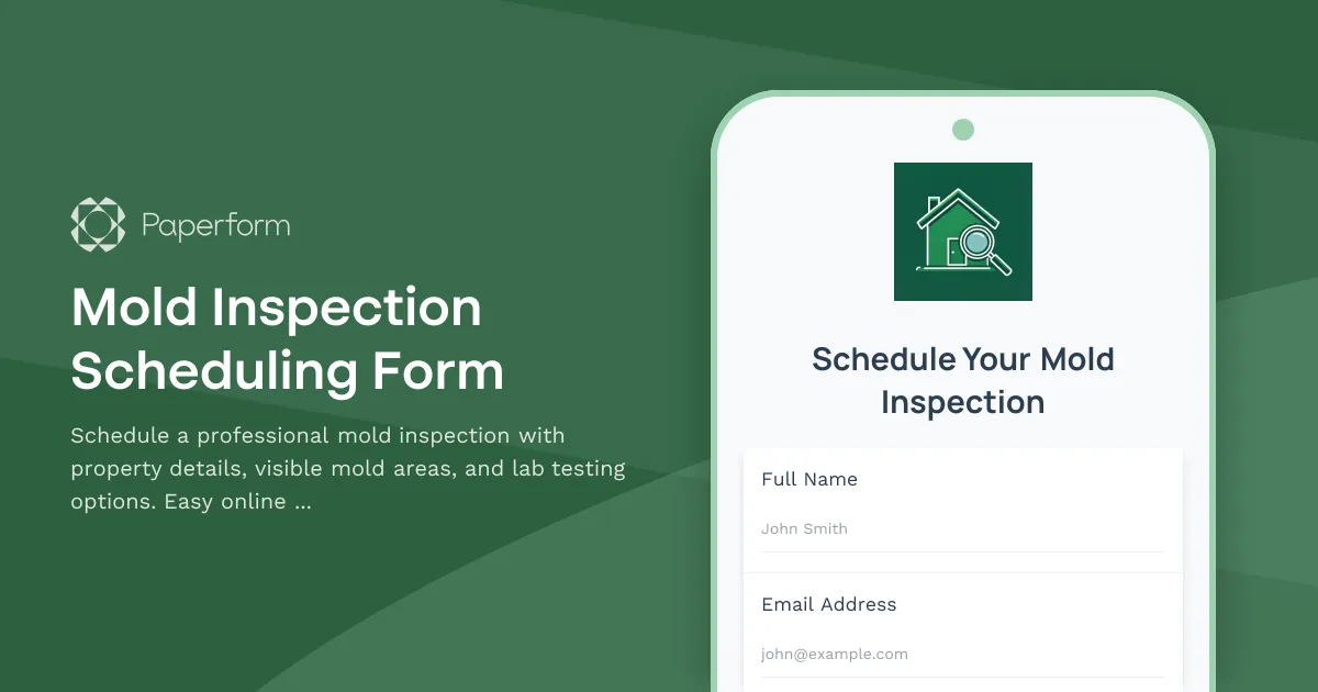 Mold Inspection Scheduling Form