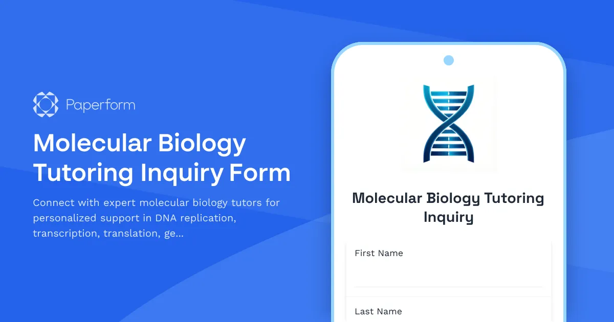 Molecular Biology Tutoring Inquiry Form