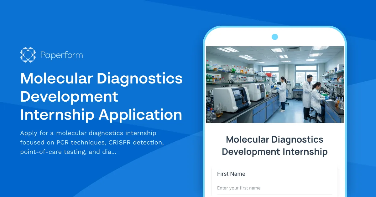 Molecular Diagnostics Development Internship Application