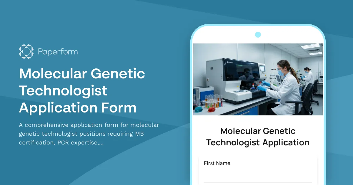 Molecular Genetic Technologist Application Form