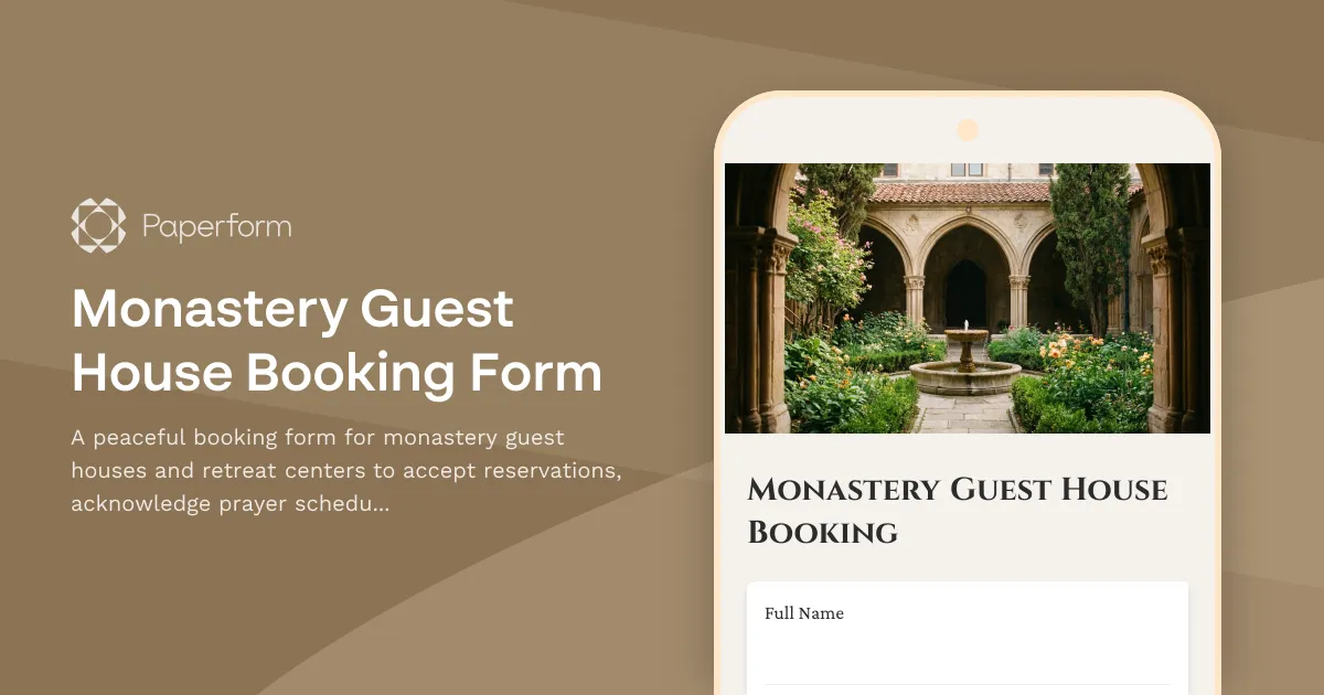 Monastery Guest House Booking Form