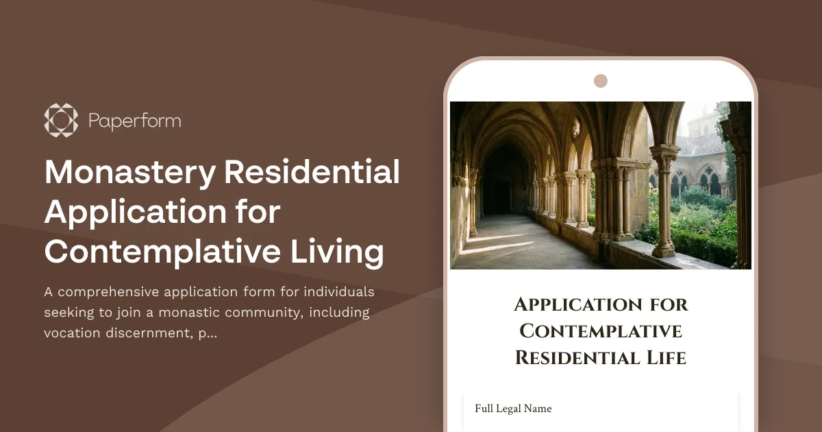 Monastery Residential Application for Contemplative Living