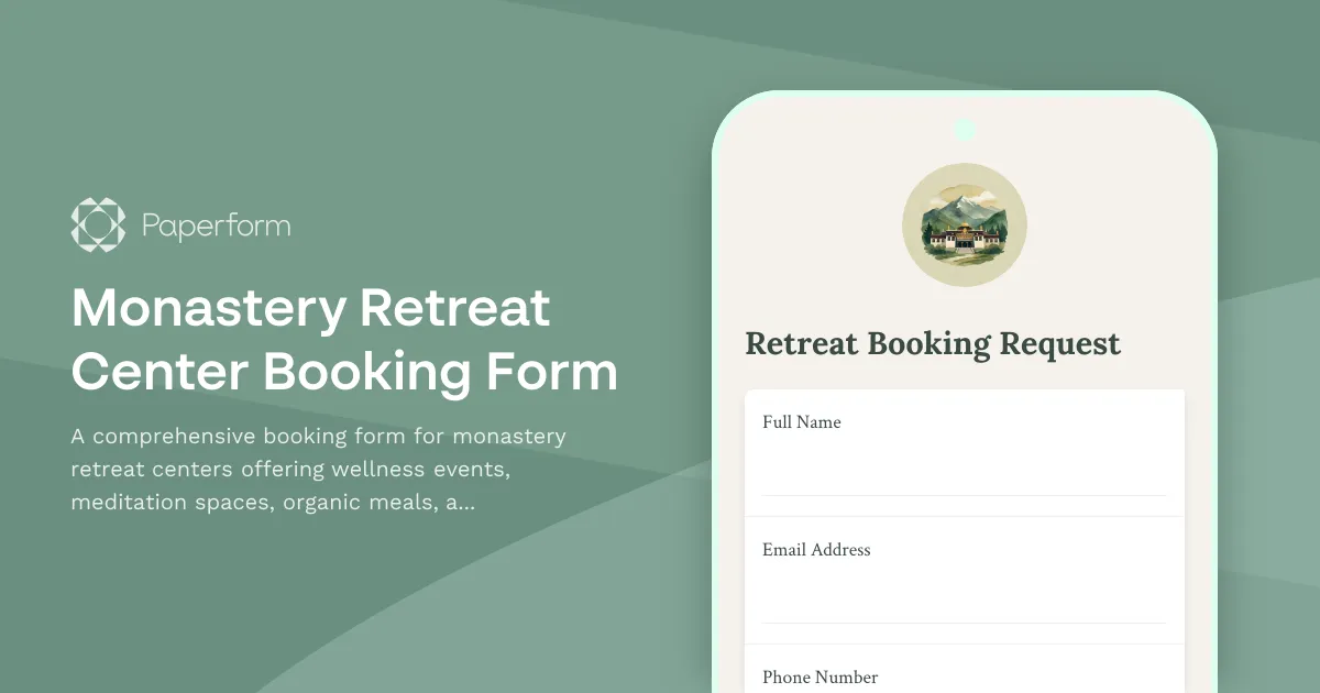 Monastery Retreat Center Booking Form