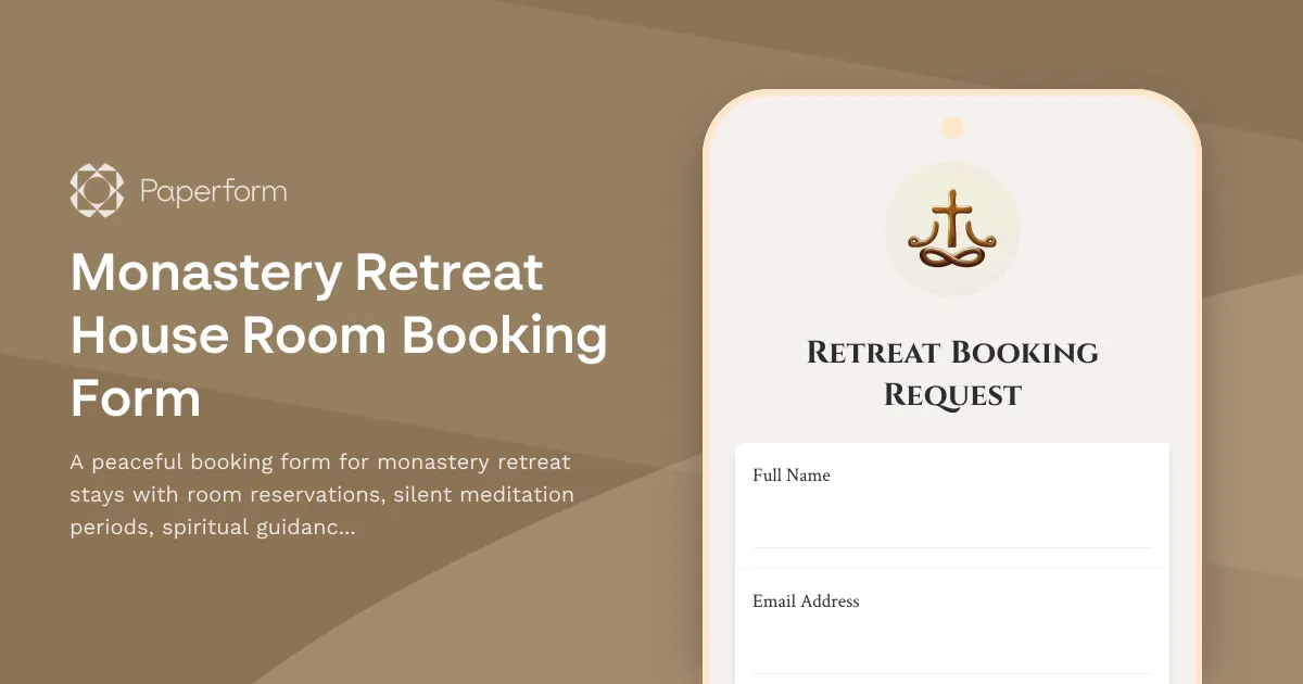 Monastery Retreat House Room Booking Form