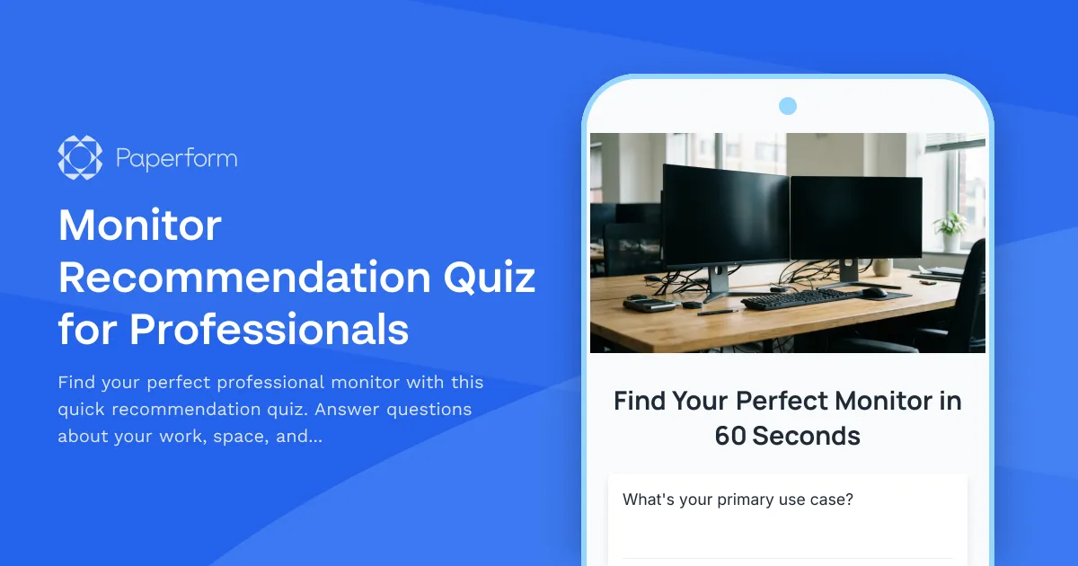 Monitor Recommendation Quiz for Professionals