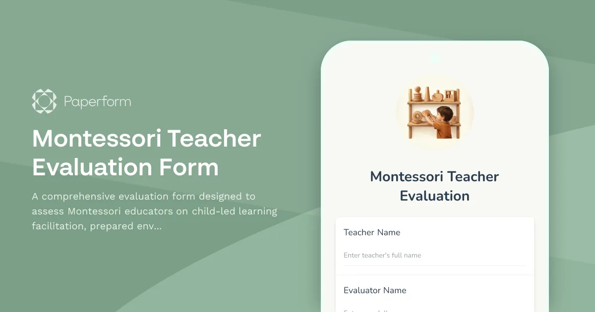 Montessori Teacher Evaluation Form