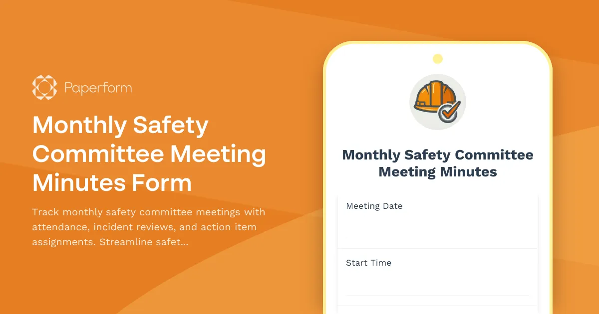 Monthly Safety Committee Meeting Minutes Form
