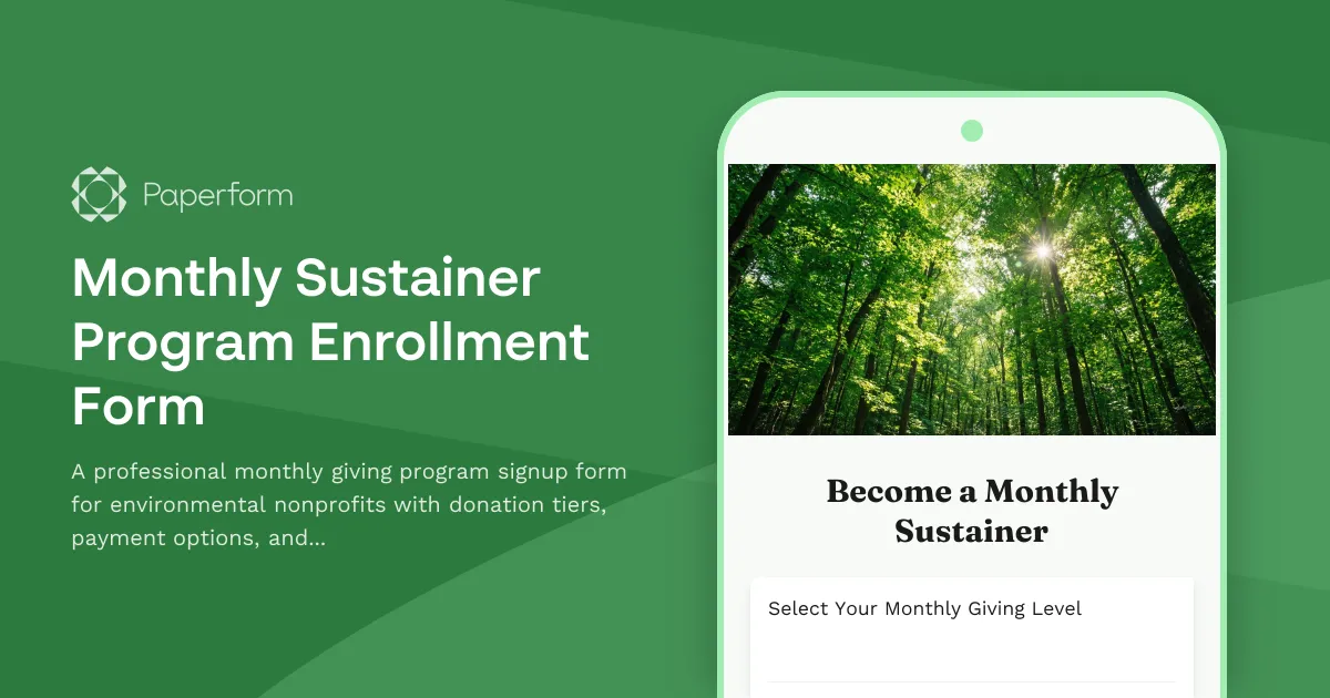 Monthly Sustainer Program Enrollment Form