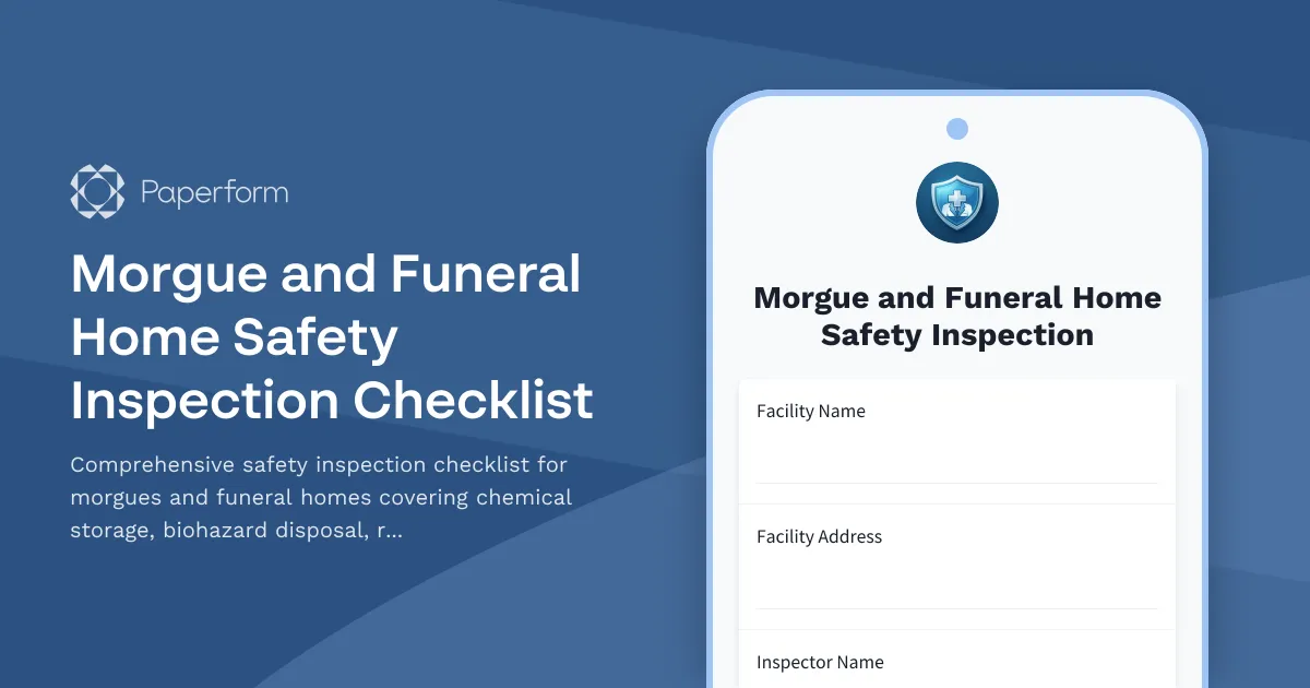Morgue and Funeral Home Safety Inspection Checklist