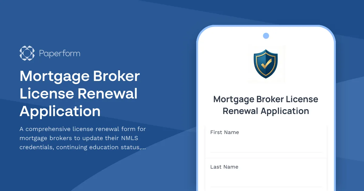 Mortgage Broker License Renewal Application