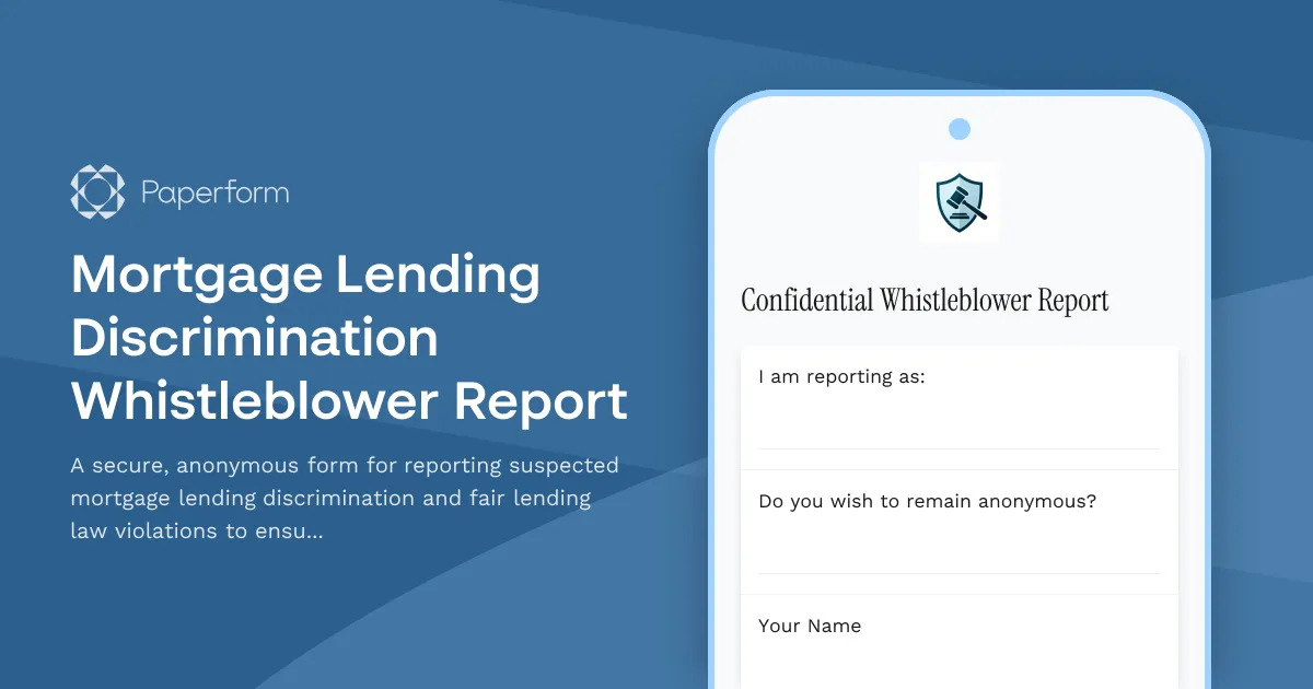 Mortgage Lending Discrimination Whistleblower Report